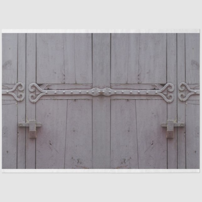 Old Door Hinged Grey Rustic Decoupage 20x30  Tissue Paper (Front)