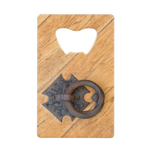 Old door knocker credit card bottle opener