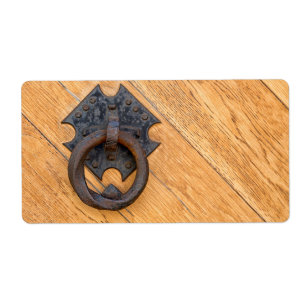 Old door knocker label