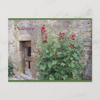 Old door with red honeysuccle , Provence postcard