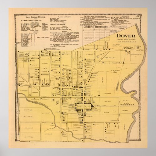 Old Dover DE Map 1868  Poster