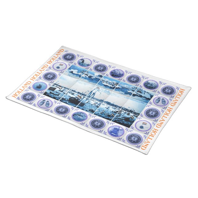 Old Dutch Maritime Holland Delftware Style Placemat (On Table)