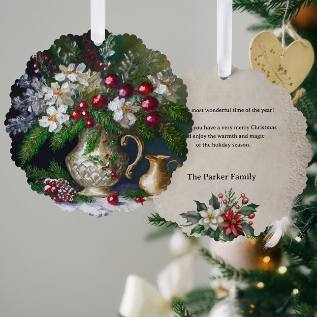 Old Dutch Master Style Christmas Floral  Ornament Card (Creator Uploaded)