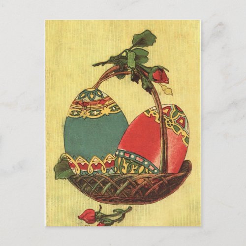 old easter eggs holiday postcard