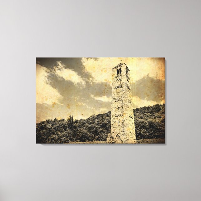 OLD EFFECT PHOTO on on medieval tower canvas print (Front)