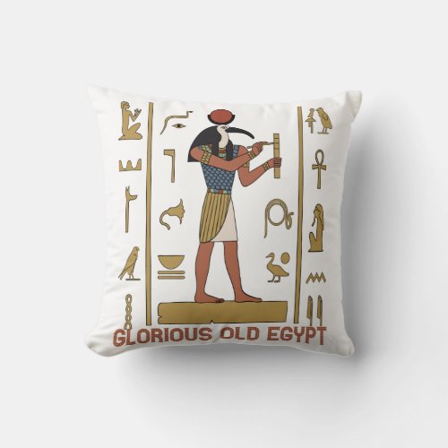 Old Egyptian Pharaonic God writing in Hieroglyphic Throw Pillow