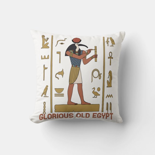 Old Egyptian Pharaonic God writing in Hieroglyphic Throw Pillow (Front)