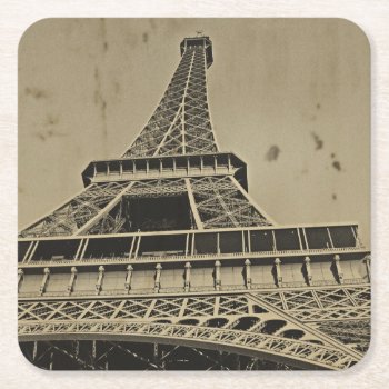 Old Eiffel Tower Photography Square Paper Coaster by ChristyWyoming at Zazzle