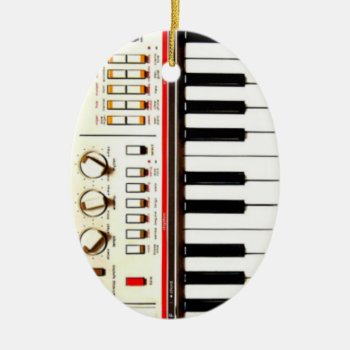 Old Electric Keyboard Ceramic Ornament by pixelholic at Zazzle