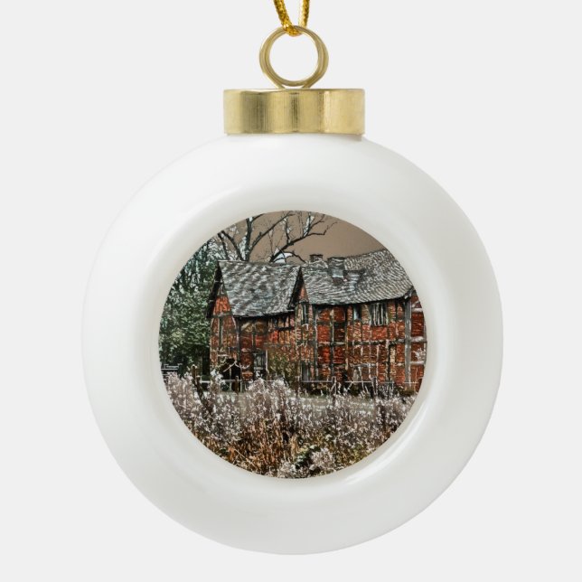 OLD ENGLAND CERAMIC BALL CHRISTMAS ORNAMENT (Front)