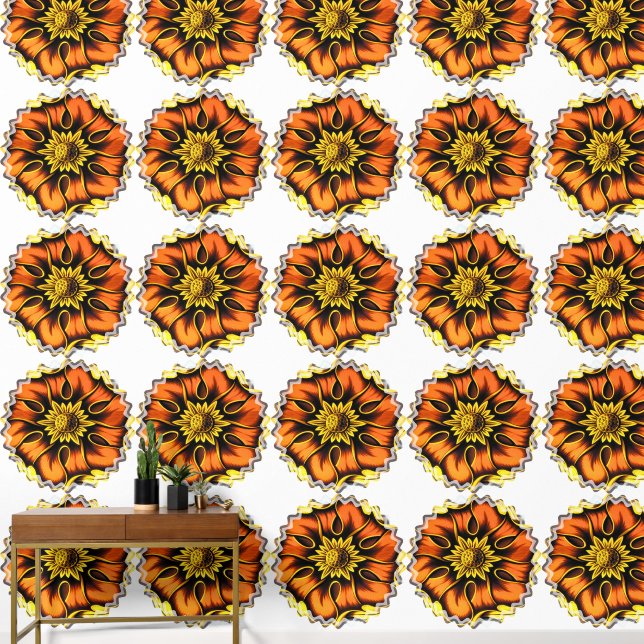 OLD ENGLAND FLOWER STAINED GLASS WINDOW WALLPAPER  (Hallway)