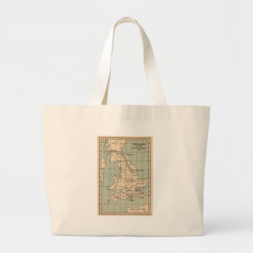 Old England Map Large Tote Bag