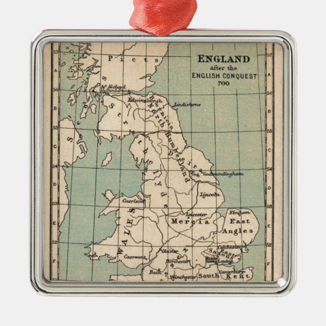 Old England Map Metal Ornament (Front)