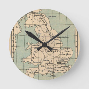 Old England Map Round Clock