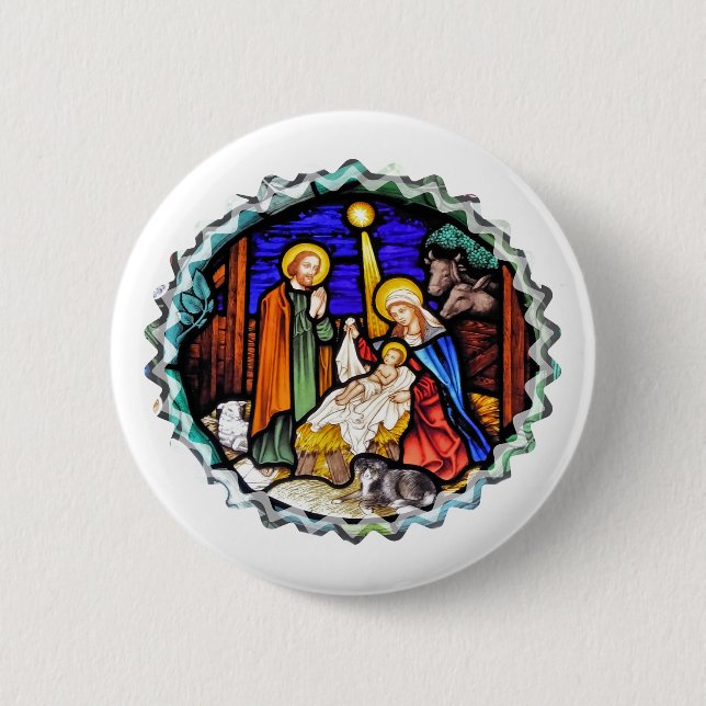 OLD ENGLAND NATIVITY WINDOW BUTTON (Front)