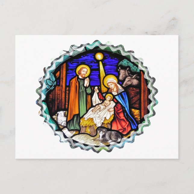 OLD ENGLAND NATIVITY WINDOW POSTCARD (Front)