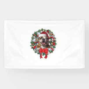 Old English Bulldog Christmas Wreath Decoration Xm Banner