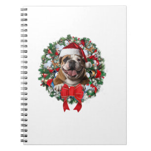 Old English Bulldog Christmas Wreath Decoration Xm Notebook