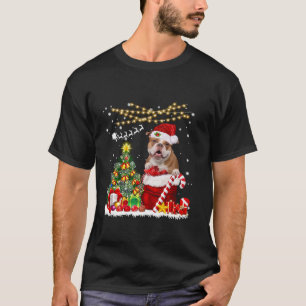 Old English Bulldog Dog Christmas Tree Lights Dog T-Shirt