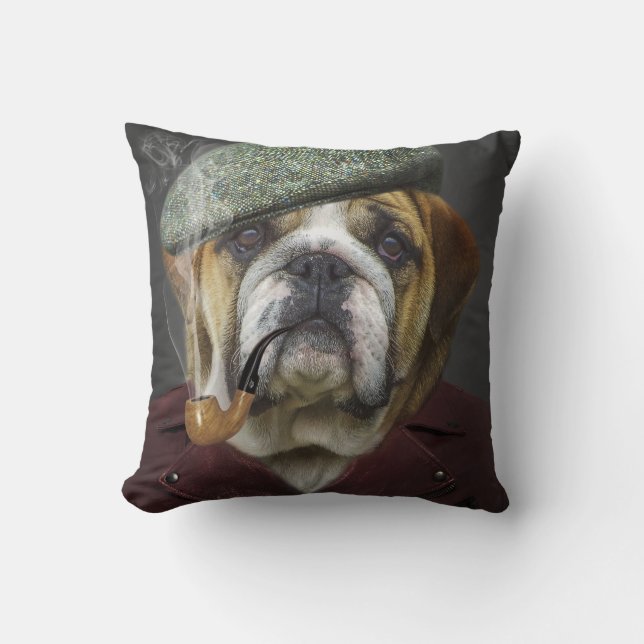 Old English Bulldog Throw Pillow (Front)