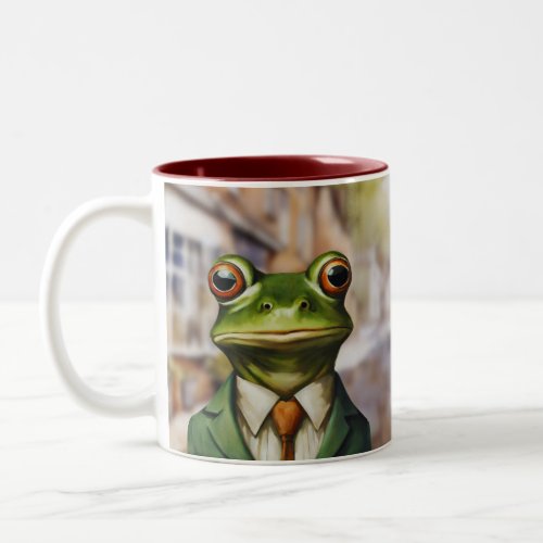 Old English Dapper Frog Two_Tone Coffee Mug