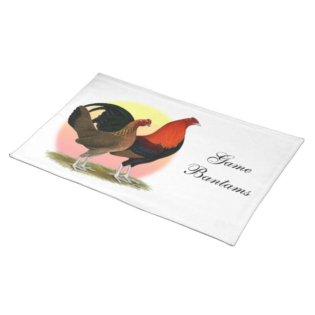 Old English Game Bantam:  BB Red Cloth Placemat (On Table)