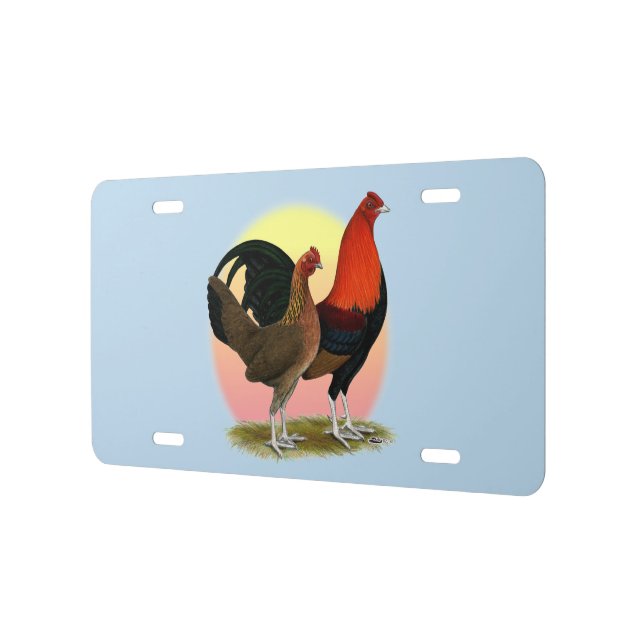 Old English Game Bantam:  BB Red License Plate (Left)