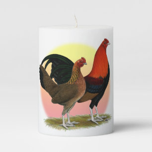 Old English Game Bantam: BB Red Pillar Candle