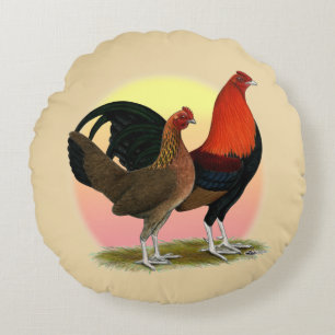 Old English Game Bantam:  BB Red Round Pillow