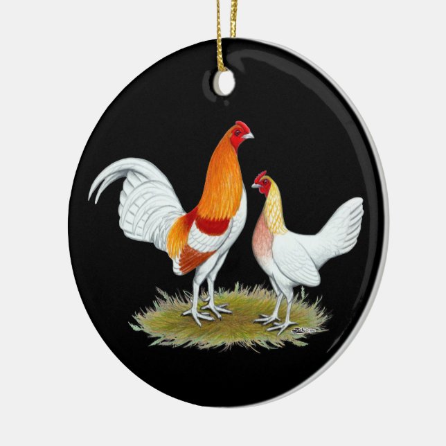 Old English Game Bantam:  Red Pyle Ceramic Ornament (Left)