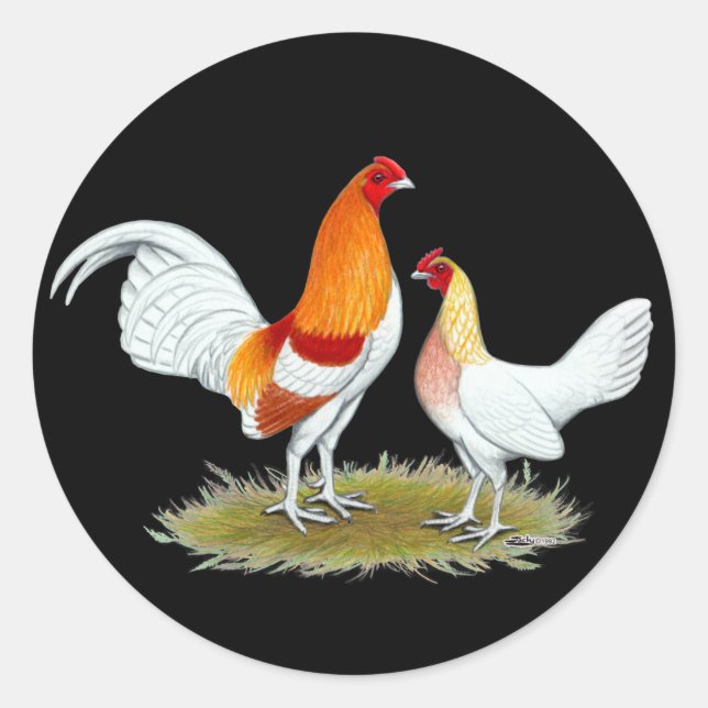 Old English Game Bantam:  Red Pyle Classic Round Sticker (Front)