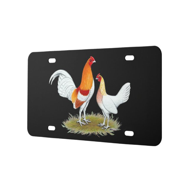 Old English Game Bantam:  Red Pyle License Plate (Left)