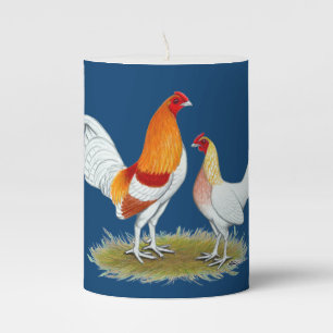 Old English Game Bantam: Red Pyle Pillar Candle