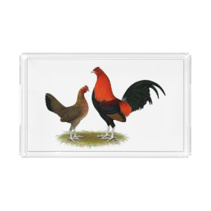 Old English Game Bantams: BB Red Pair Acrylic Tray