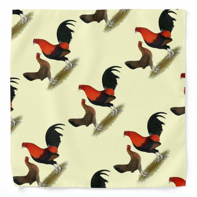 Old English Game Bantams:  BB Red Pair Bandana (Front)