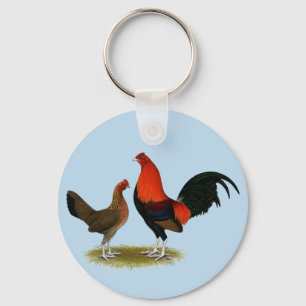 Old English Game Bantams: BB Red Pair Keychain