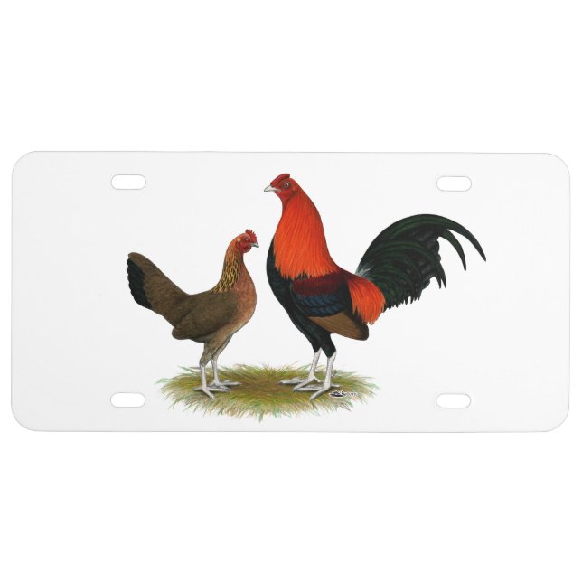Old English Game Bantams:  BB Red Pair License Plate (Front)