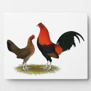 Old English Game Bantams:  BB Red Pair Plaque