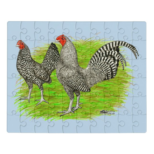 Old English Game Barred Chickens Jigsaw Puzzle (Puzzle Horizontal)