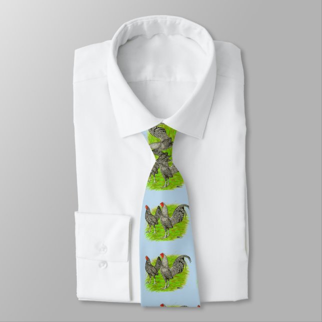Old English Game Barred Chickens Neck Tie (Tied)