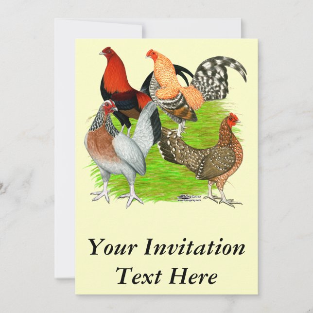 Old English Game Quartet Invitation (Front)