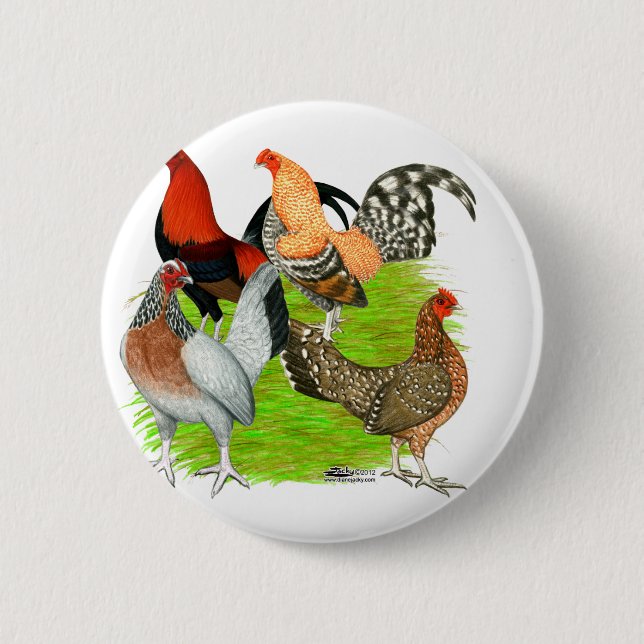 Old English Game Quartet Pinback Button (Front)