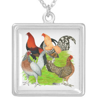 Old English Game Quartet Silver Plated Necklace