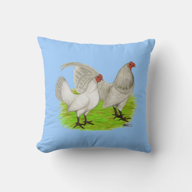 Old English Game Self Blue Throw Pillow (Front)
