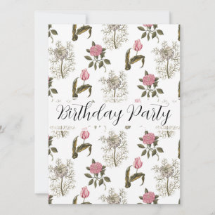 Old English Garden Floral Birthday Invitation