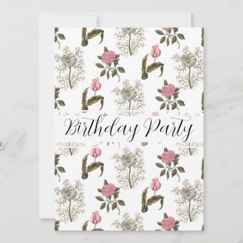 Old English Garden Floral Birthday Invitation