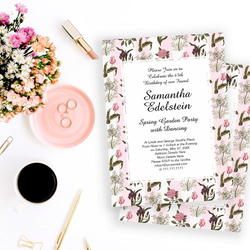 Old English Garden Floral Birthday Invitation