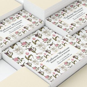 Old English Garden Vintage Floral Pattern Business Card