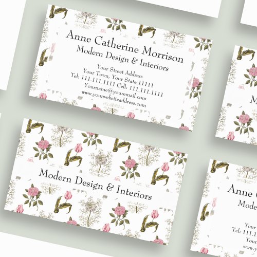 Old English Garden Vintage Floral Pattern Business Card