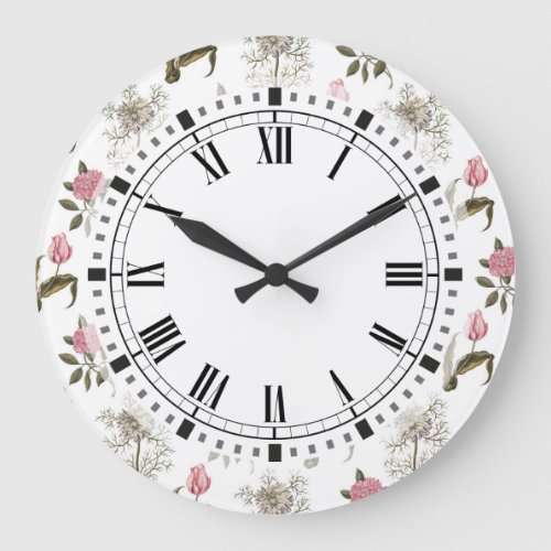 Old English Garden Vintage Floral Pattern Large Clock